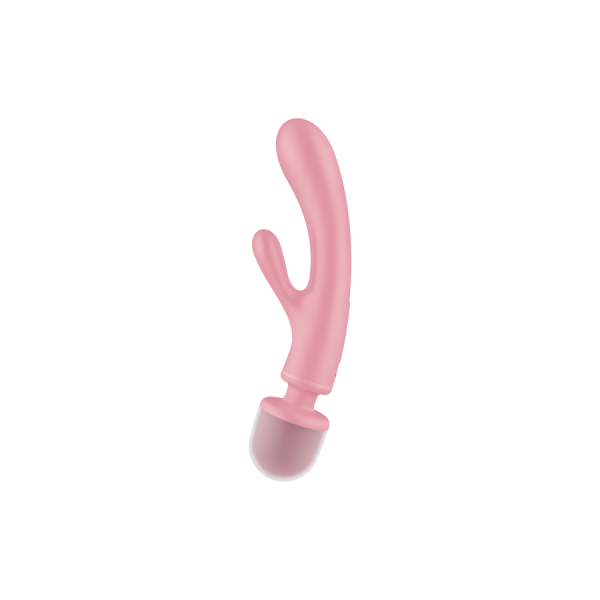 2 en 1 Vibromasseur rabbit et wand rose USB Triple Lover Satisfyer 